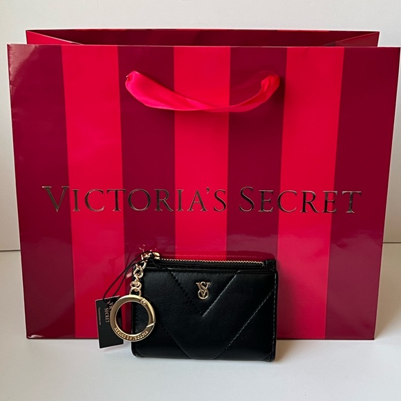 Victoria’s Secret Black Chevron Quilted Foldover Card Case ~ NWT & Bag - Picture 9 of 16